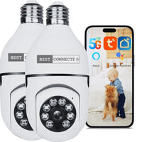 Pack 2 Cameras Ampoules WiFi 360 TUYA HD 2MP Panoramique 5GHz E27 INT/EXT Best Connecte®