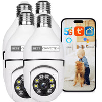 Pack 4 Cameras Ampoules WiFi 360 TUYA HD 2MP Panoramique 5GHz E27 INT/EXT Best Connecte®